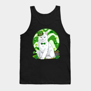 Turkish Angora Cat St. Patricks Day Irish Leprechaun Tank Top